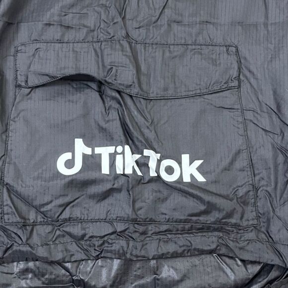 Tik Tok Men Size S Pullover Black Nylon Anorak Half Zip Hood Windbreaker Jacket - Picture 6 of 6